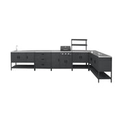 Modulo cucina da esterno con barbecue a gas a 3 bruciatori, 5 moduli,