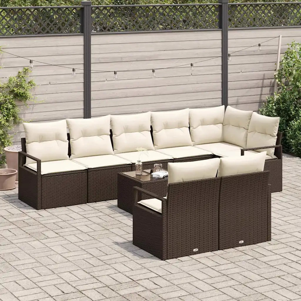 Set di divani 9 pcs Marrone polyrattan