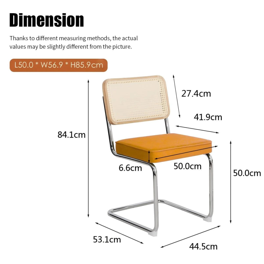 Sedie da Pranzo Set 2 Pezzi ¨C MINIMAL ¨C Velluto Rattan, Gambe Cromate, Design Moderno
