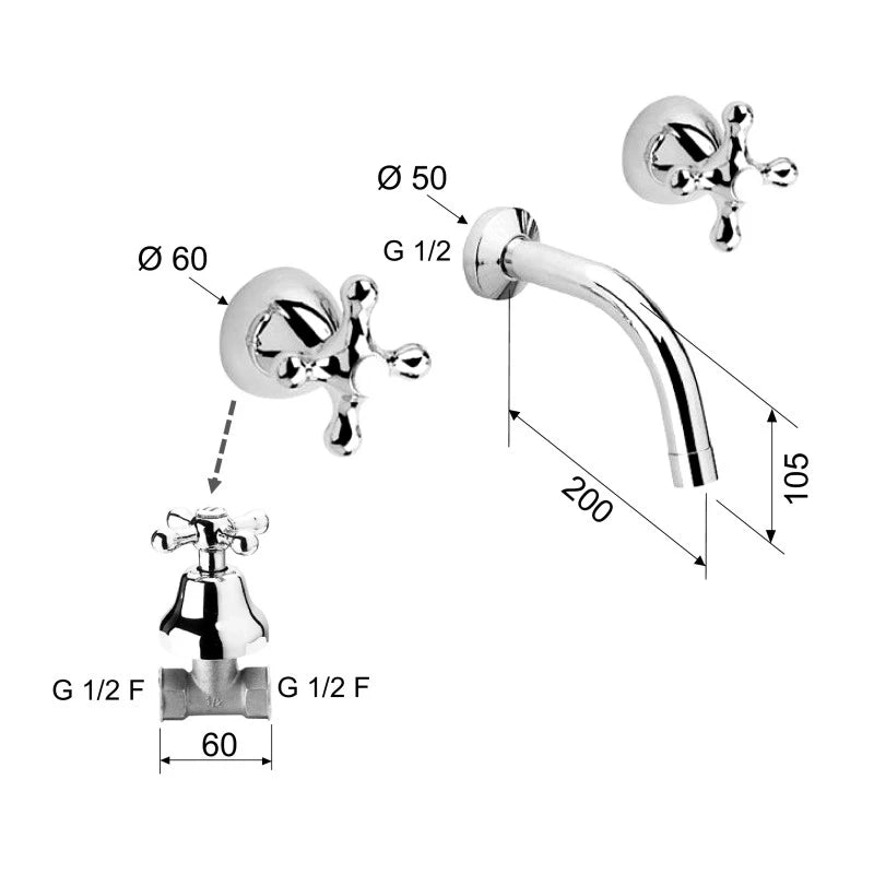Batteria lavabo/lavello Liberty da incasso