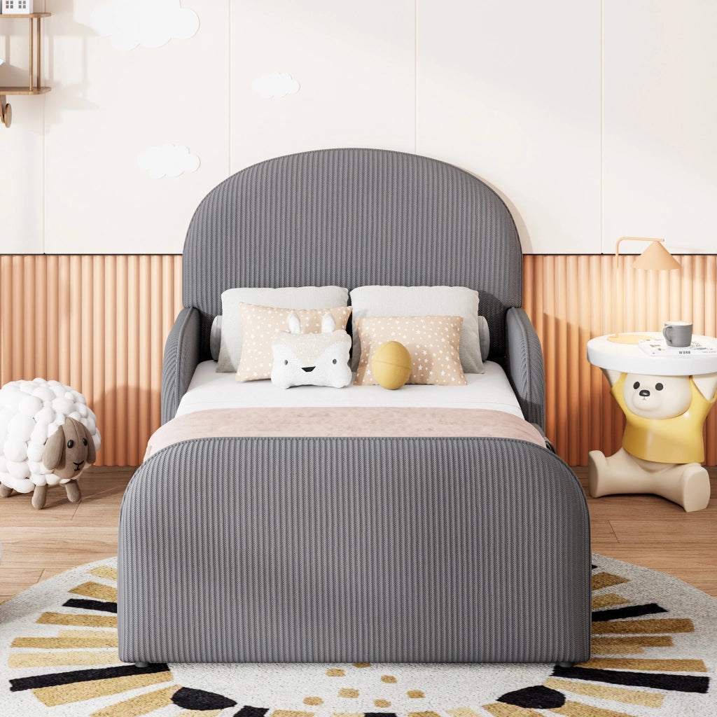 LETTO Contenitore idraulico 90x200 cm in velluto grigio