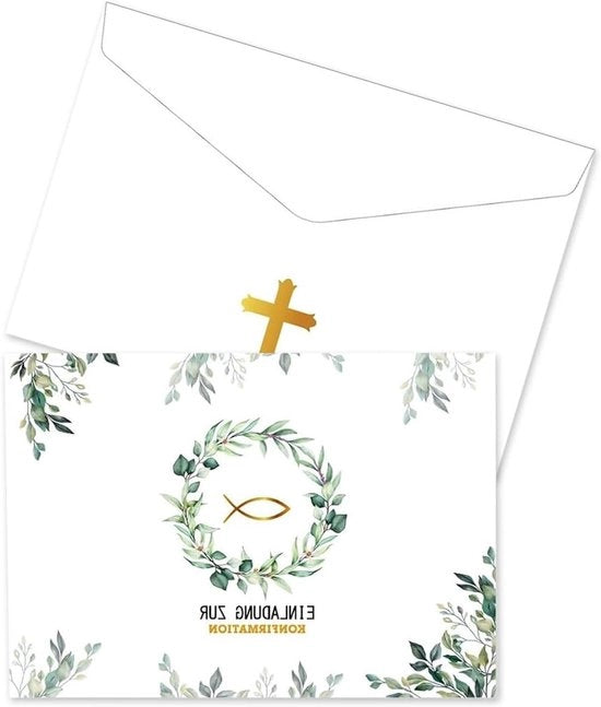Carte d'invito per Comunione e Battesimo (15 pezzi) per Ragazzi e Ragazze - Inclusa Busta - Con Invito