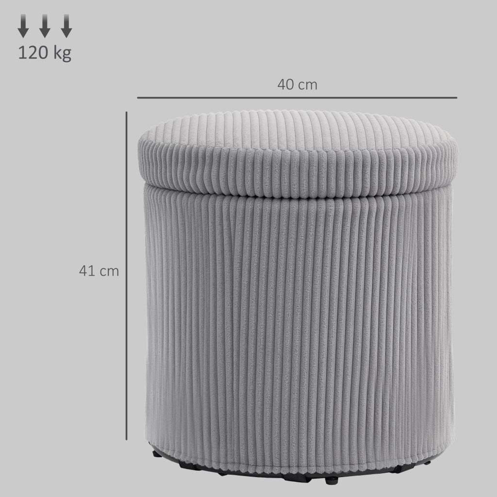 Puff ¨C Minimal ¨C Grigio Chiaro, Pelle, ?40x41 cm