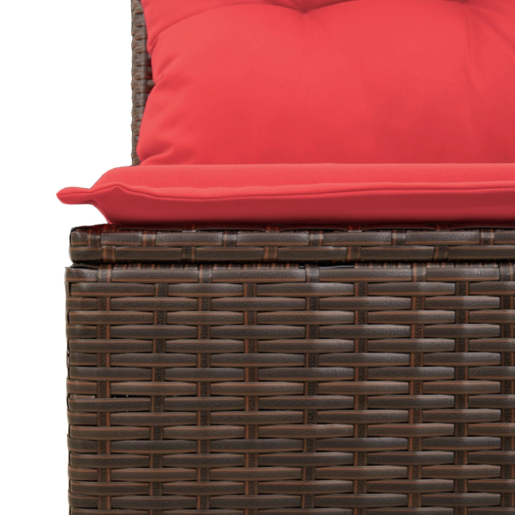 Divano da giardino senza braccioli con cuscini marrone in polyrattan 366224
