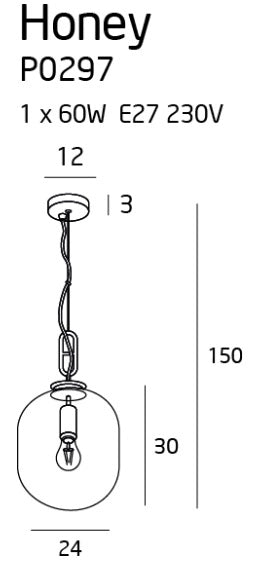 Lampada a sospensione industriale Honey ambra Ø24 E27 Maxlight