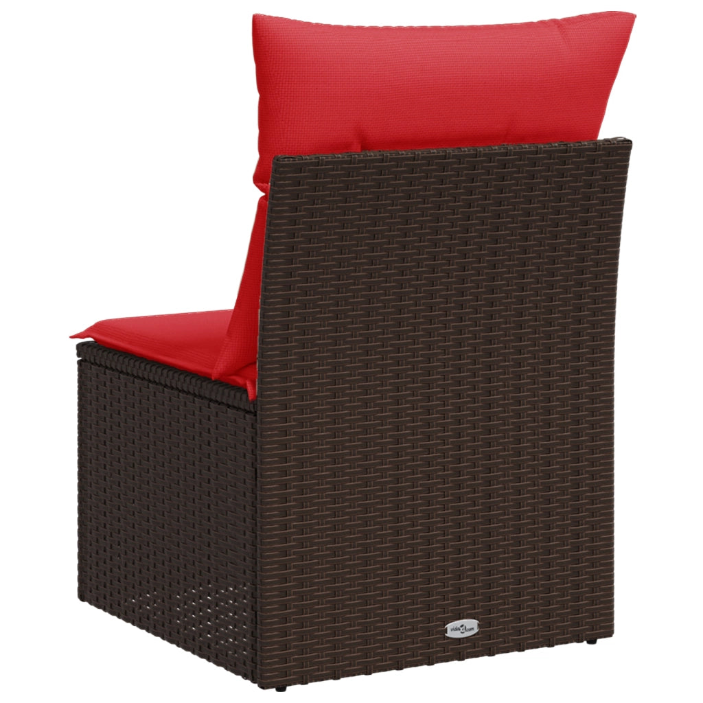 Divano da giardino senza braccioli con cuscini marrone in polyrattan 366224