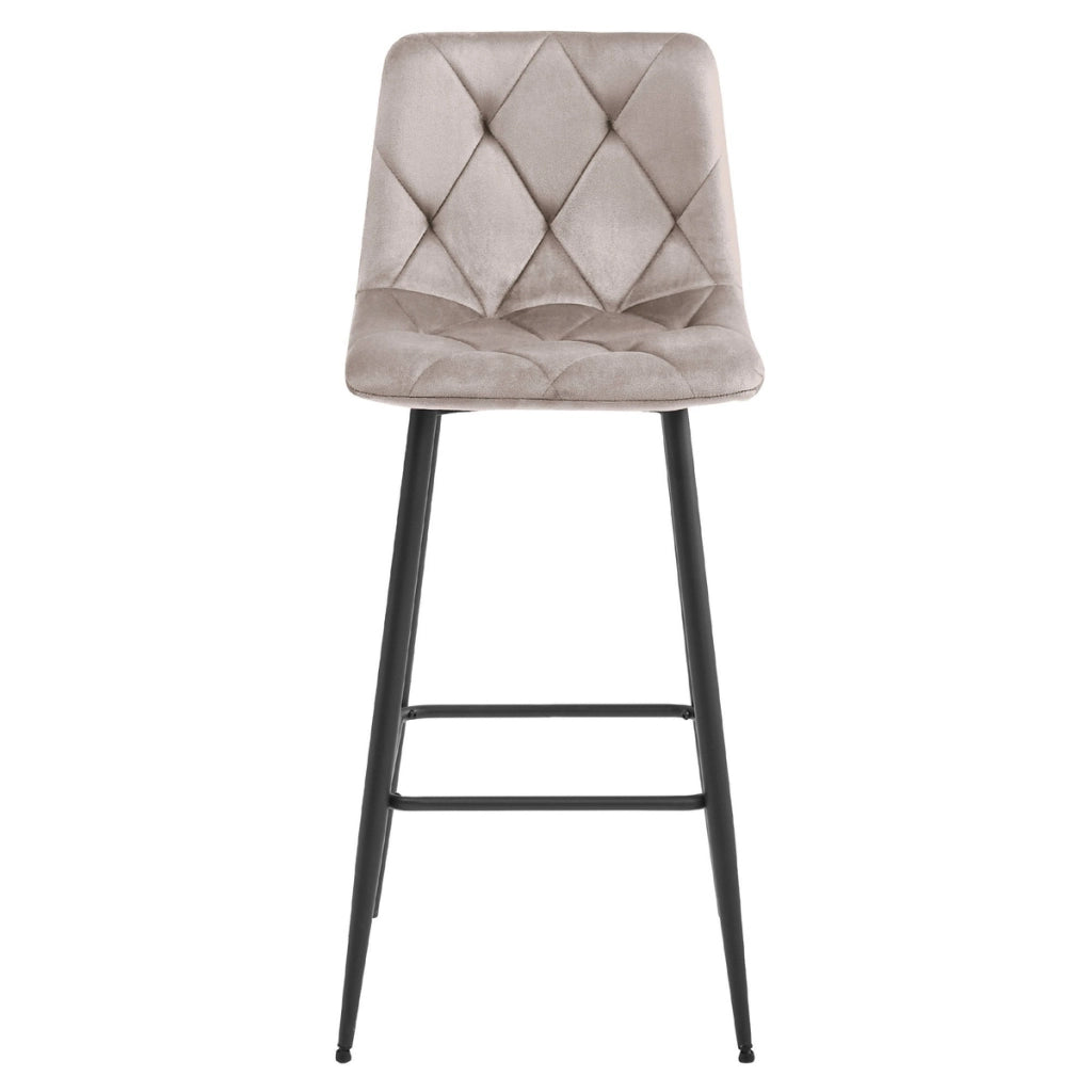 Set di 2 sgabelli da bar Nado in velluto beige e metallo