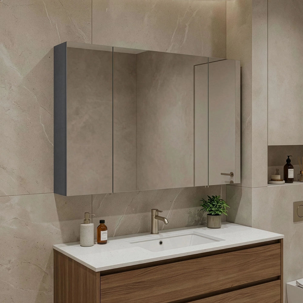 Mobile da bagno con specchio "Side 100" - 100 x 16 x 66 cm - Antracite opaco