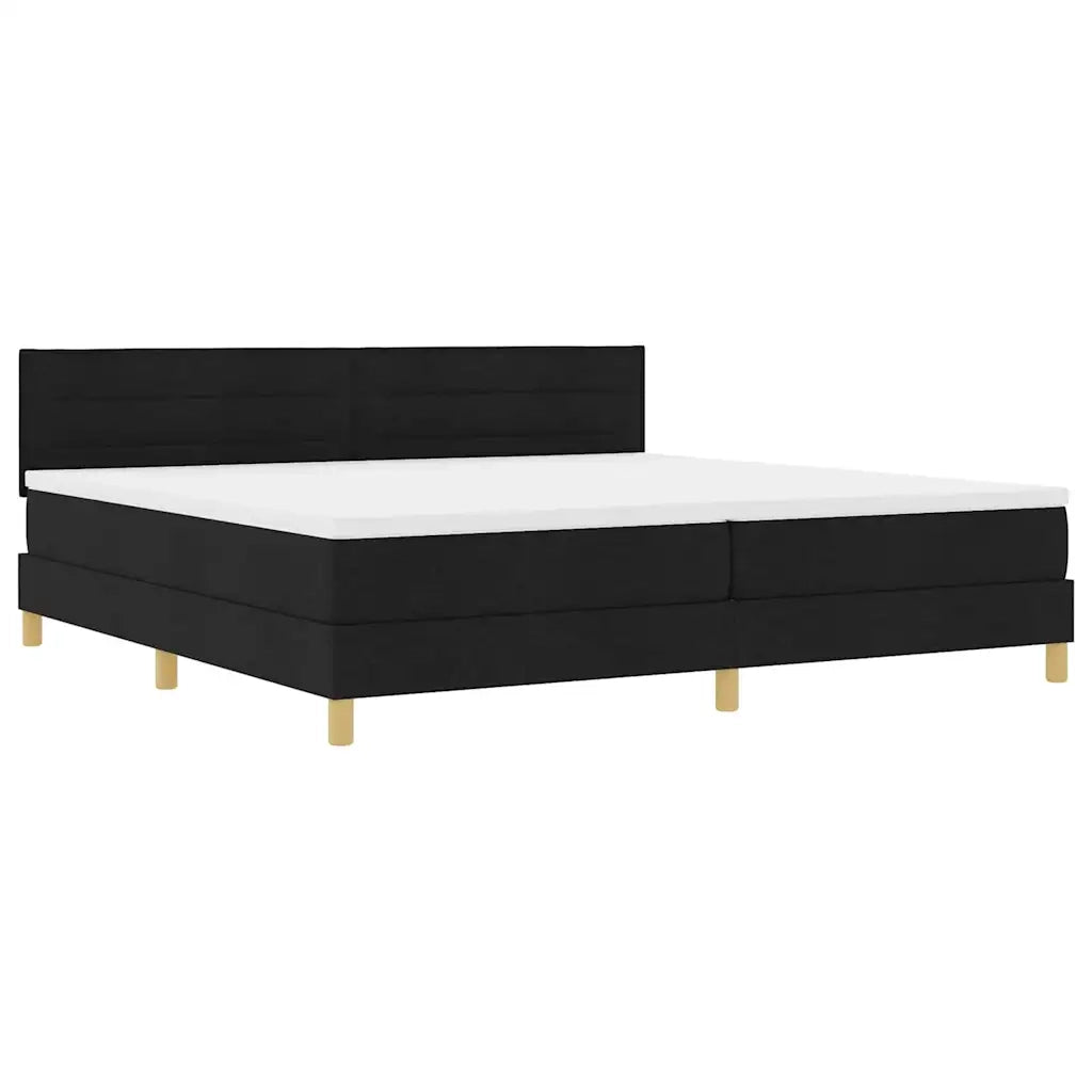 Letto a Sorgente LED con materasso Nero 200 x 200 cm Tessuto