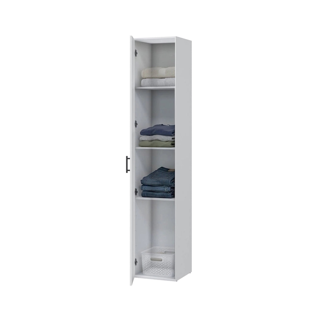 Crucoli, Armadio Multiuso 1 Anta 2 Ripiani, 40x206h cm Bianco