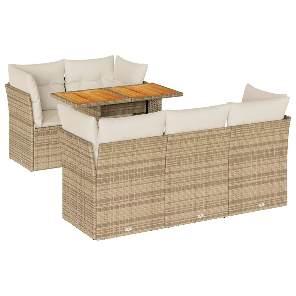 Set Divano da Giardino 6 pz con Cuscini Beige in Polyrattan 3326886
