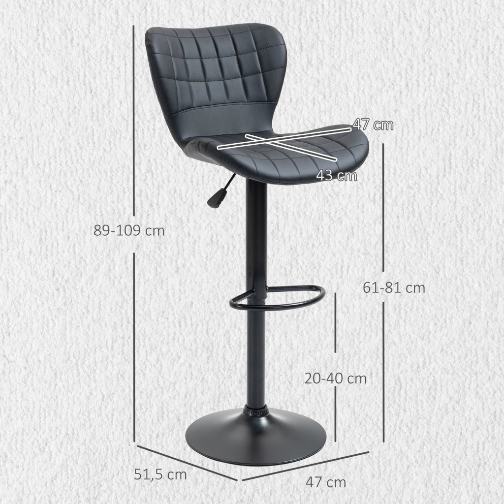 Set 2 Sgabelli da Bar Retr¨° ¨C Xylo ¨C Nero, Altezza Regolabile 89-109 cm