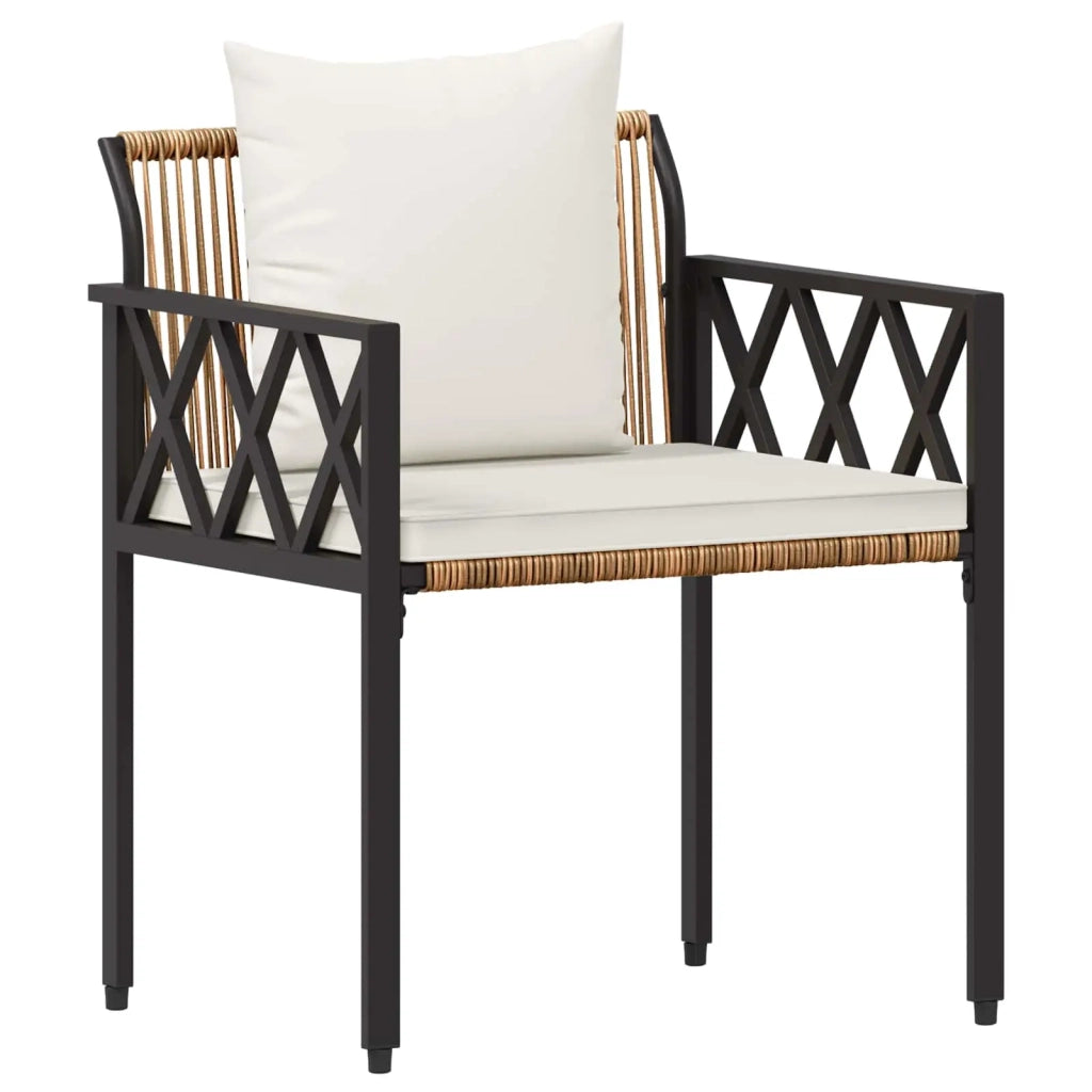 Set Mobili da Esterno 4 pcs Marrone e Bianco Crema polyrattan 42025344