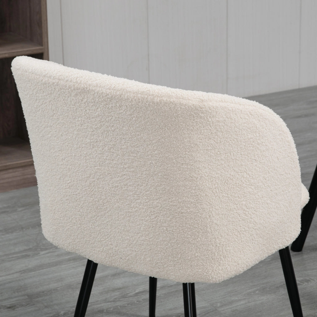 Set 2 Sedie da Pranzo Imbottite con Rivestimento in Tessuto e Gambe in Metallo ¨C Minimal ¨C Cremewei?