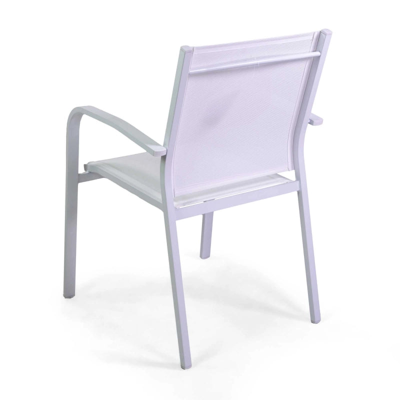 Poltrona alluminio sullivan bianca con textilene bianco cm 61x56h43/60/84