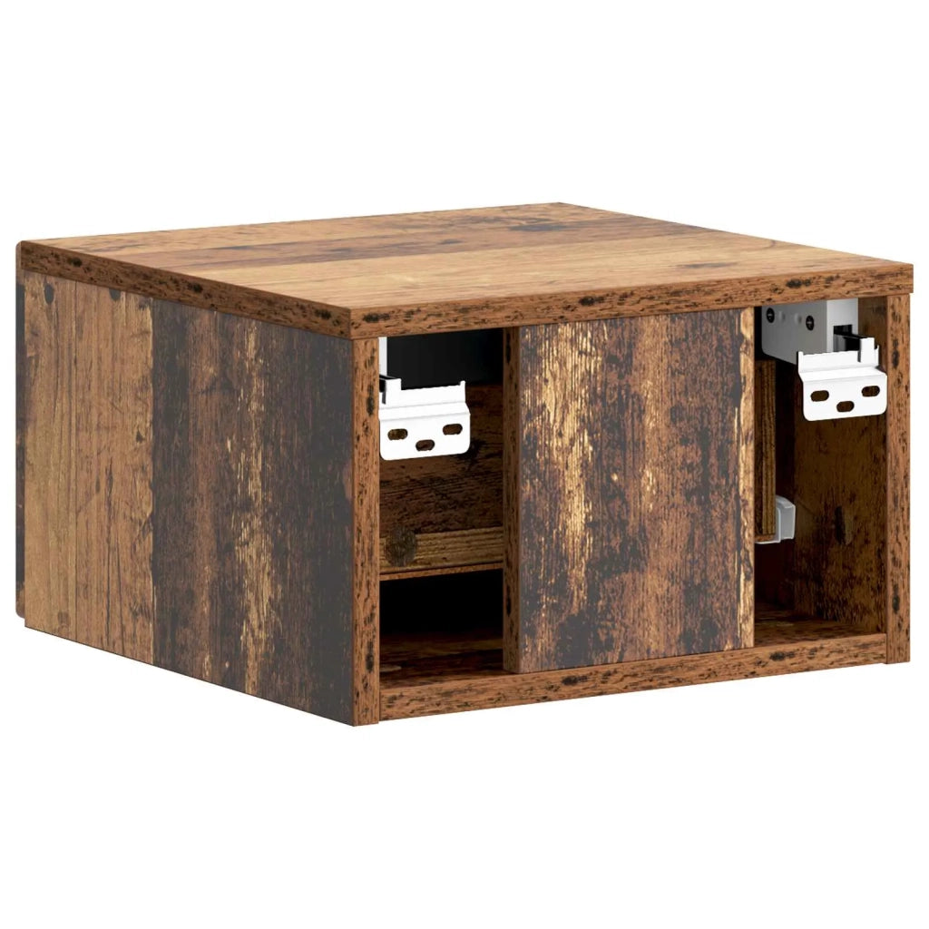 Comodino | Armadio da Notte | Mobiletto da notte a muro Legno antico 34,5 x 33 x 20 cm