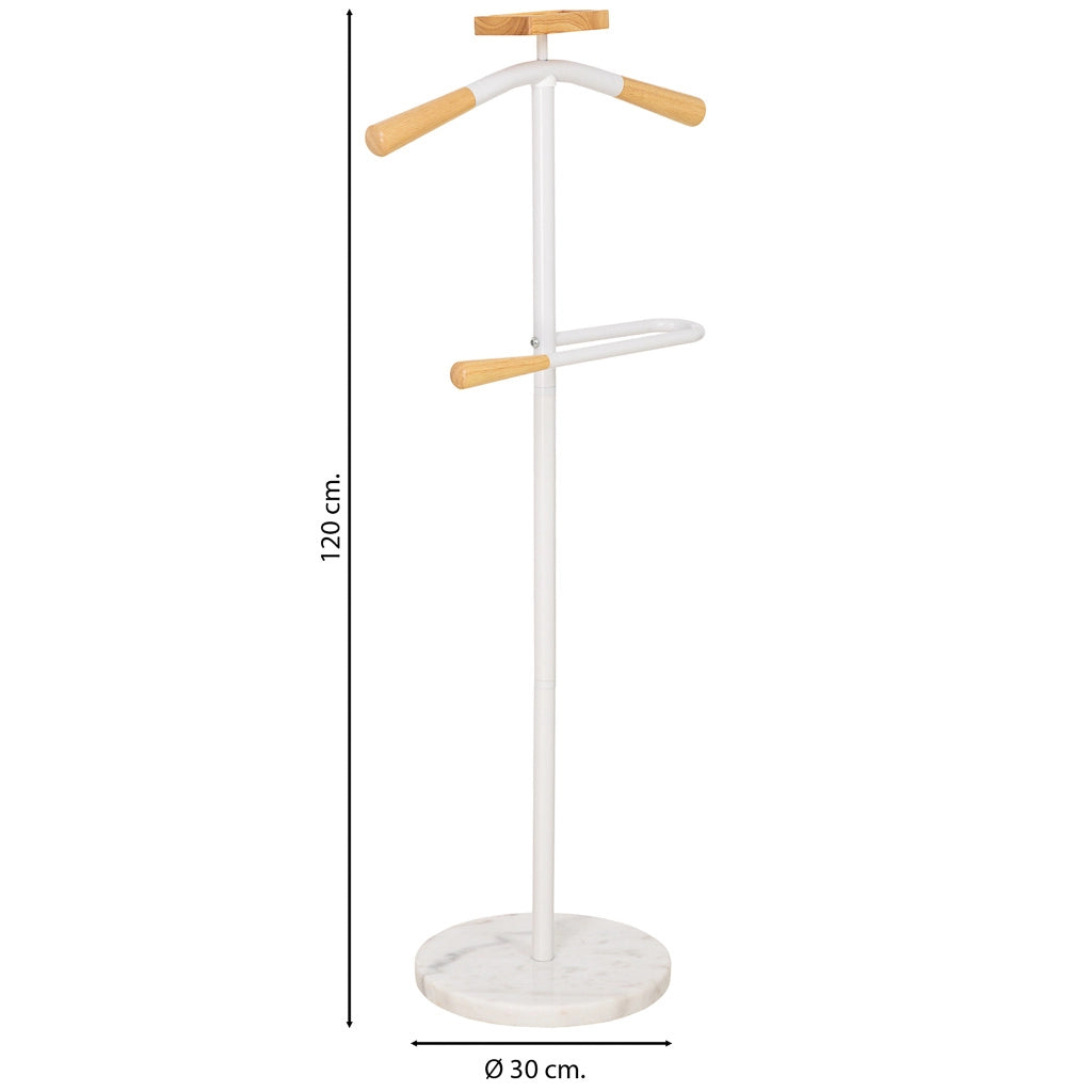 Perchero de metal y madera blanco 120h cm