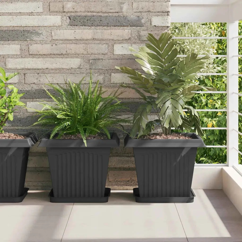 Vasi per Piante 6 pcs Nero 33 x 33 x 26 cm Plastica 3403301