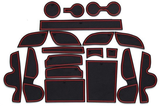 Tappeti in gomma antiscivolo, 19 pezzi (rosso) per becheriere, console centrale, bracciolo, vano porta,