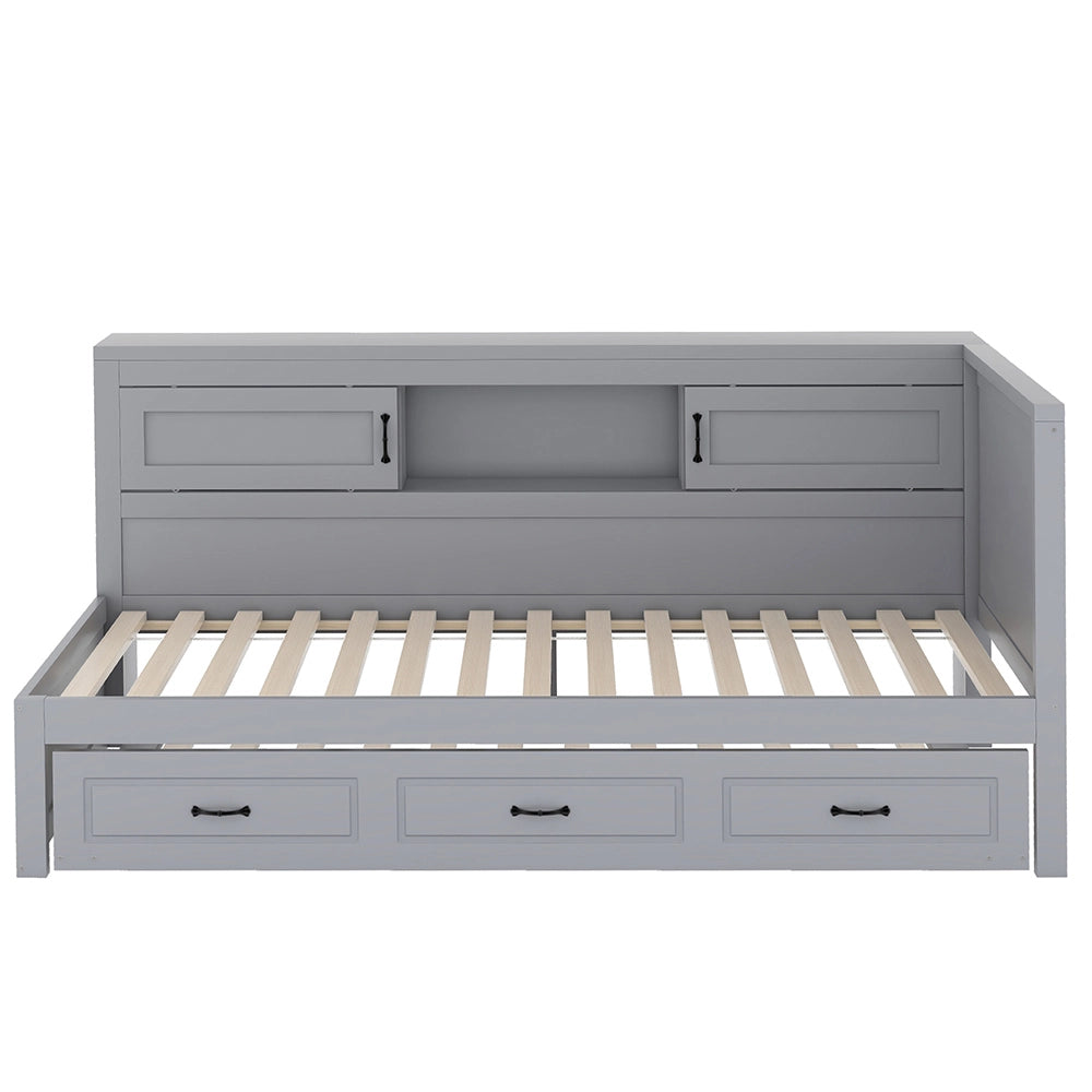 Divano letto daybed - Xylo - 90x200 cm LED USB contenitore grigio