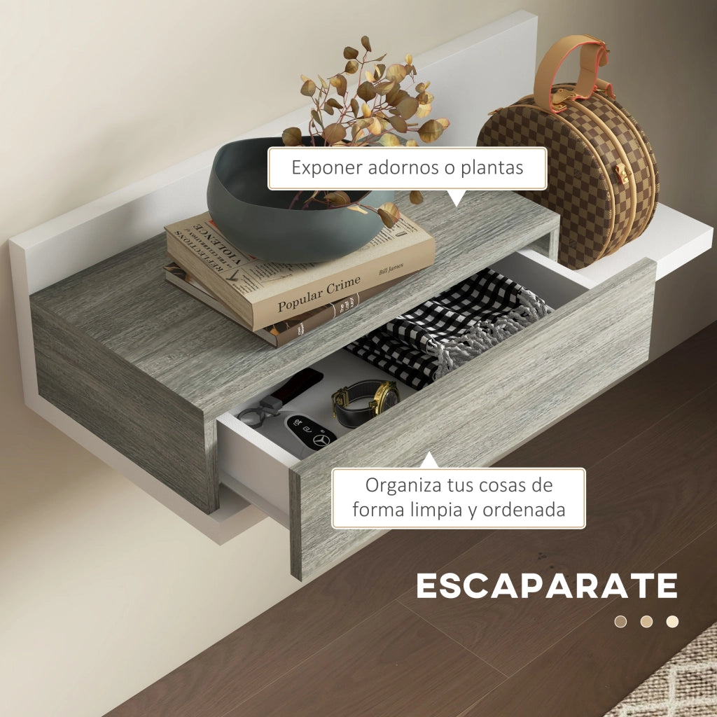 Mobile ingresso con specchio e cassetto ¨C Minimal ¨C Bianco e Grigio 75x30.5x20 cm