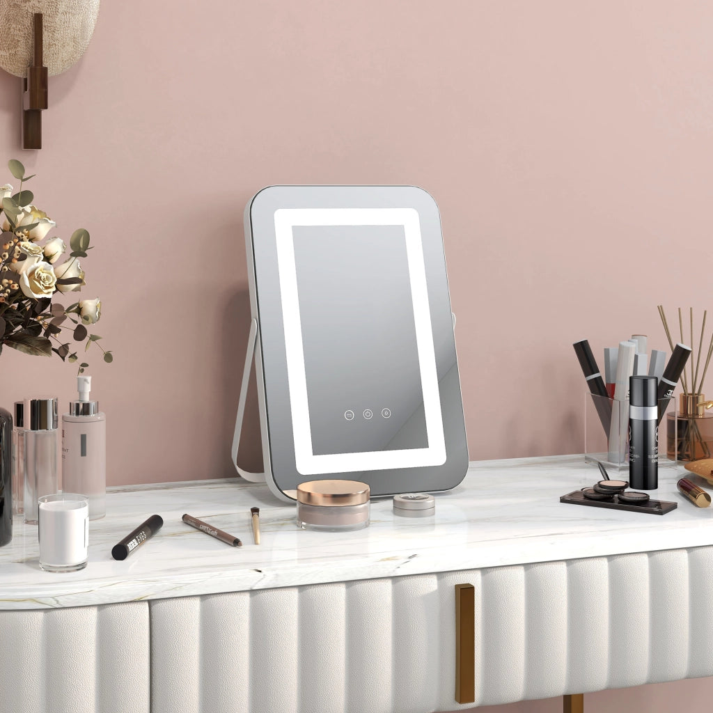 Specchio Trucco con Luci e Ingranditore ¨C Minimal ¨C Bianco 31x41.5x3cm