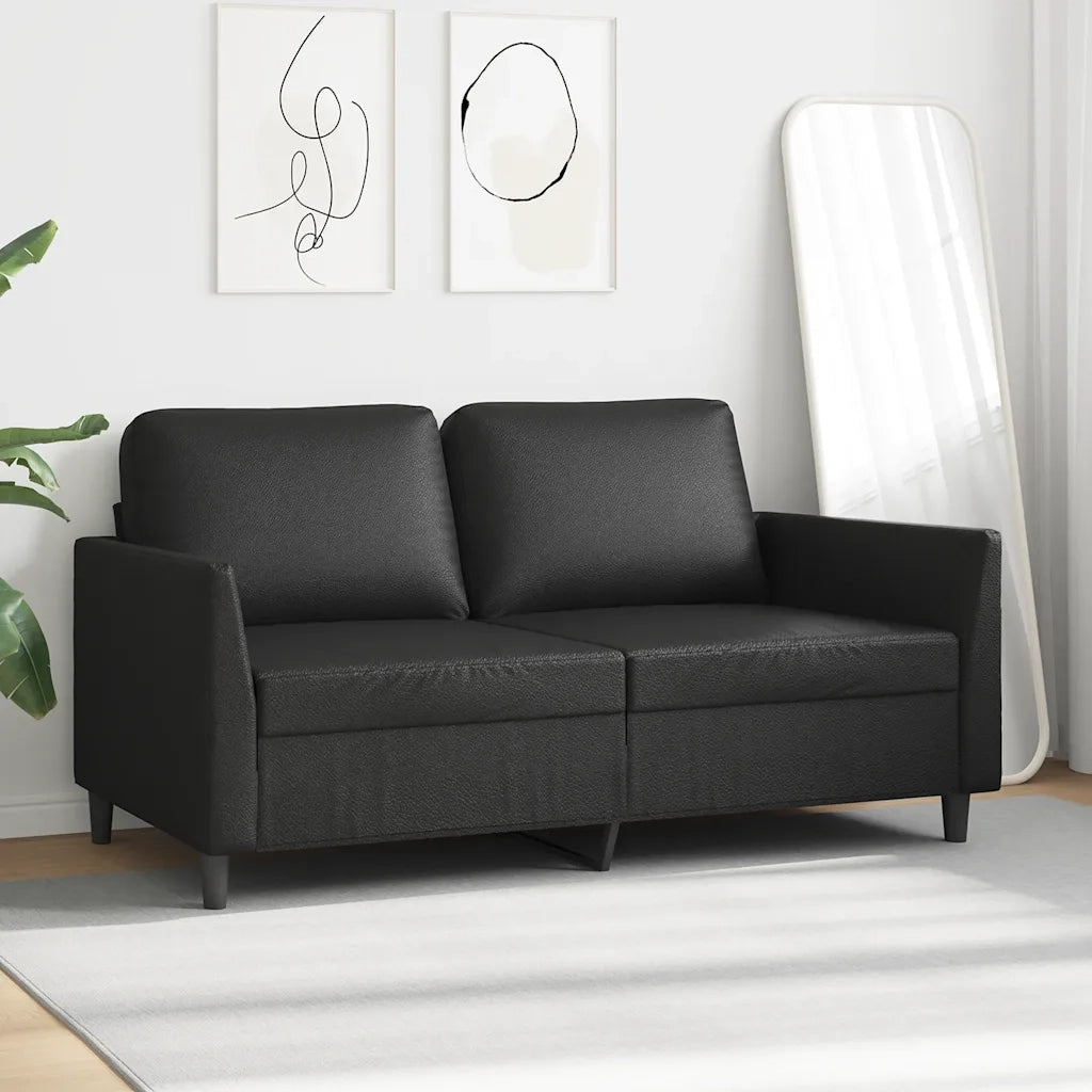 Divano a 2 Posti-Sofa 2 Posti Nero 140 cm in Similpelle 797540