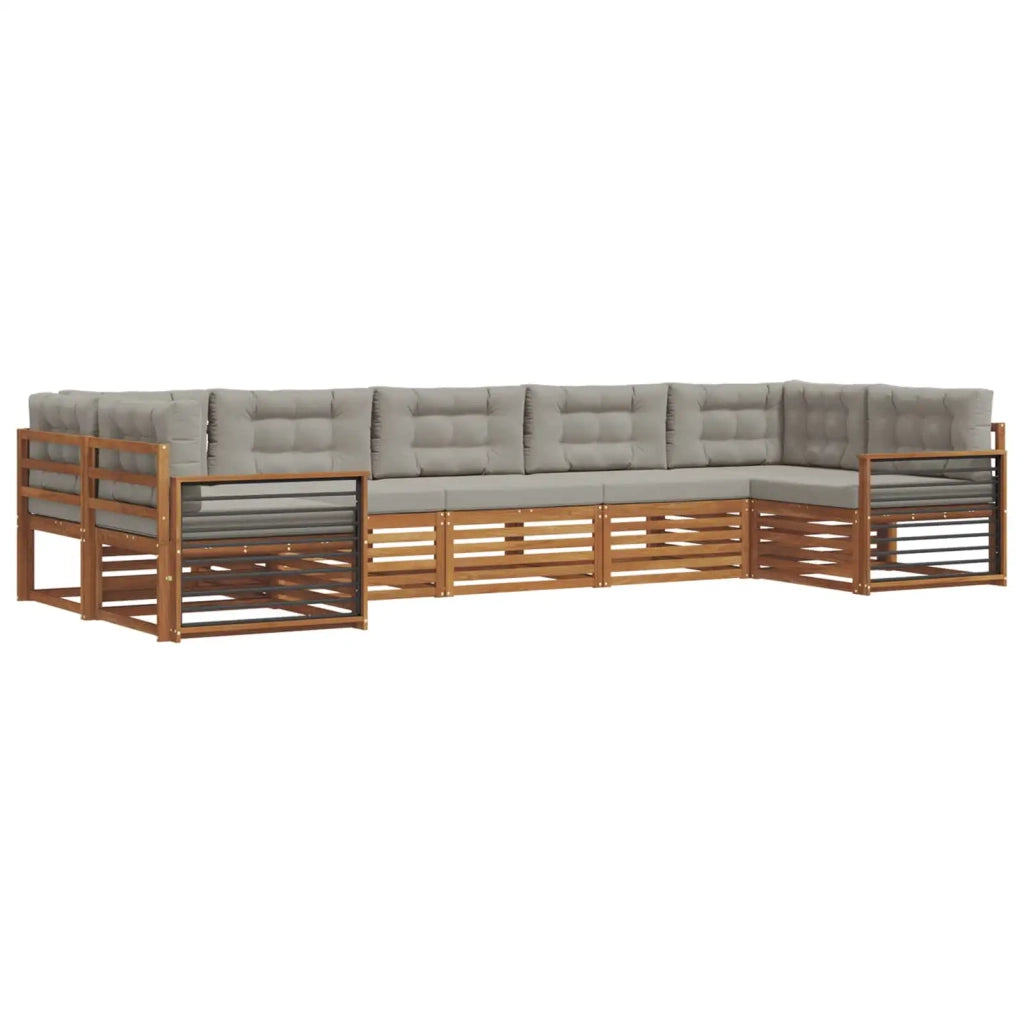 Set di divani da esterno 7 pcs Grigio Naturale e Chiaro 3374071