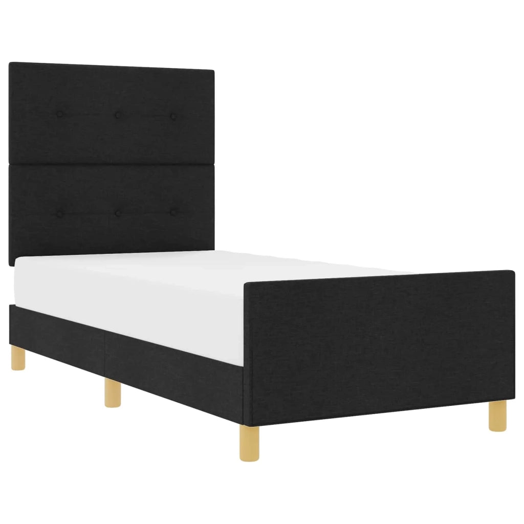 Struttura del letto con testiera Nero 90 x 200 cm Tessuto