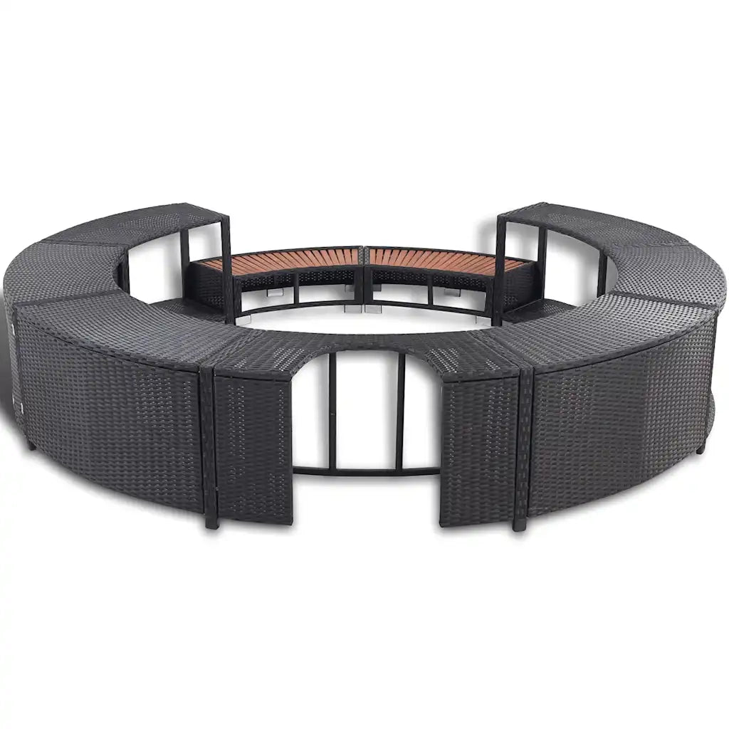 Bordo per Vasca da Spa in Polyrattan Nero 41454