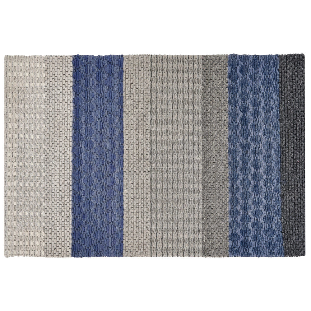 Tappeto tappetino 160 x 220 cm Lana Blu e Grigio Camera da Letto