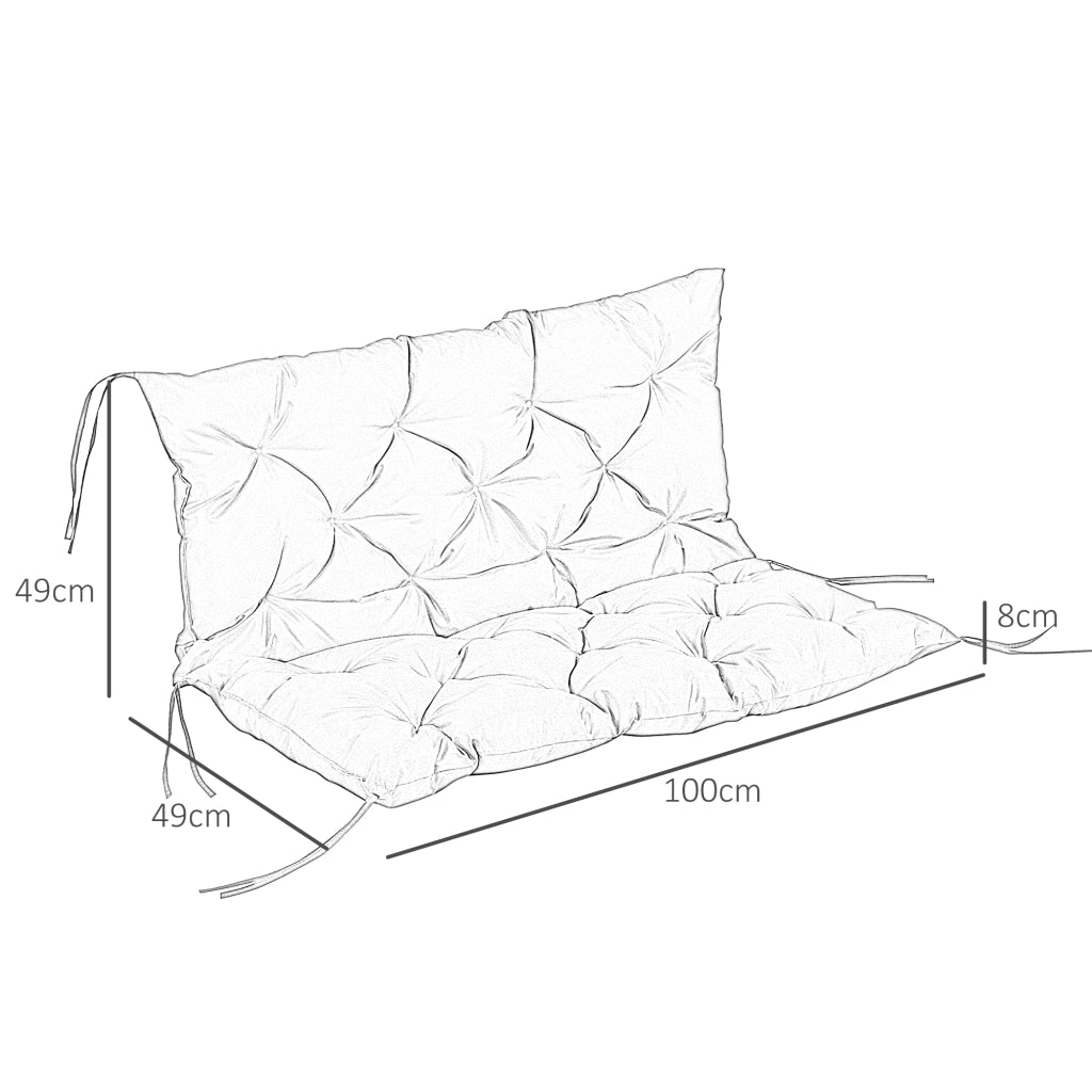 Cuscino per Divano da Giardino 2 Posti ¨C zephmum ¨C 100x98x8 cm Nero