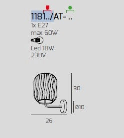 APPLIQUE BIANCO 1 LUCE VETRO BLU 1181BI-AT-BL