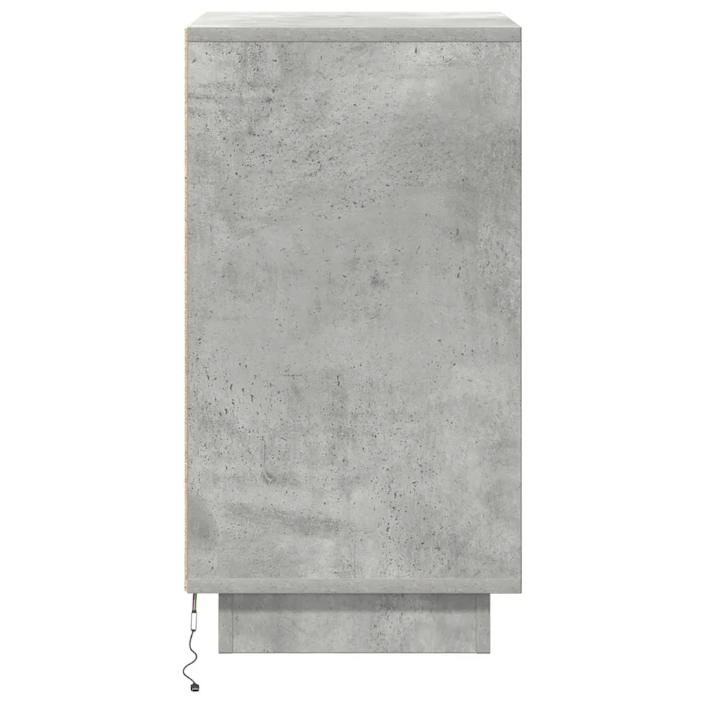 Comodino | Armadio da Notte | Mobiletto da notte con Luci LED Grigio Cemento 38x34x65 cm