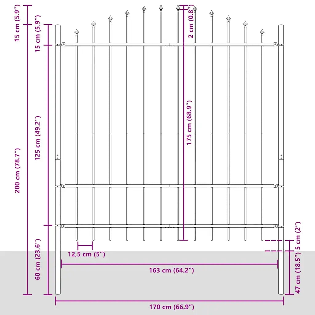 Recinzione per Giardino 5 pcs Grigio 170 x 215 cm 3360116