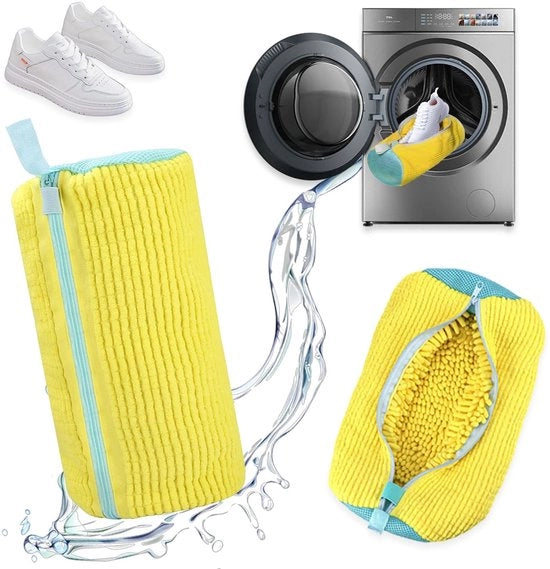 Zak da Spazzolatura per Scarpe 2 Pezzi - Struttura a Tre Strati - Microfibra - Ripiegabile - Chiusura a Cerniera - Dimensioni 39 x 19 cm - Sacchetto per Spazzolare le Scarpe