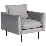 Poltrona moderna in velluto grigio con gambe nere Stile Retrò Moderno