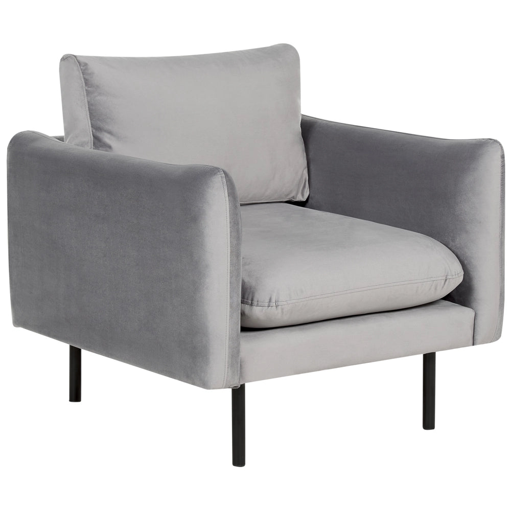 Poltrona moderna in velluto grigio con gambe nere Stile Retrò Moderno