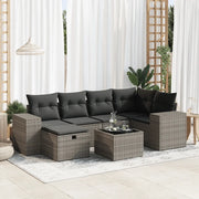 Set Divani da Giardino 7 pz con Cuscini Grigio in Polyrattan 3325696
