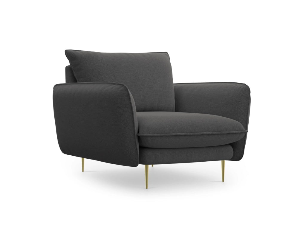 Cosmopolitan Design - Poltrona "Vienna" in tessuto strutturato grigio scuro 