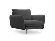 Cosmopolitan Design - Poltrona "Vienna" in tessuto strutturato grigio scuro 