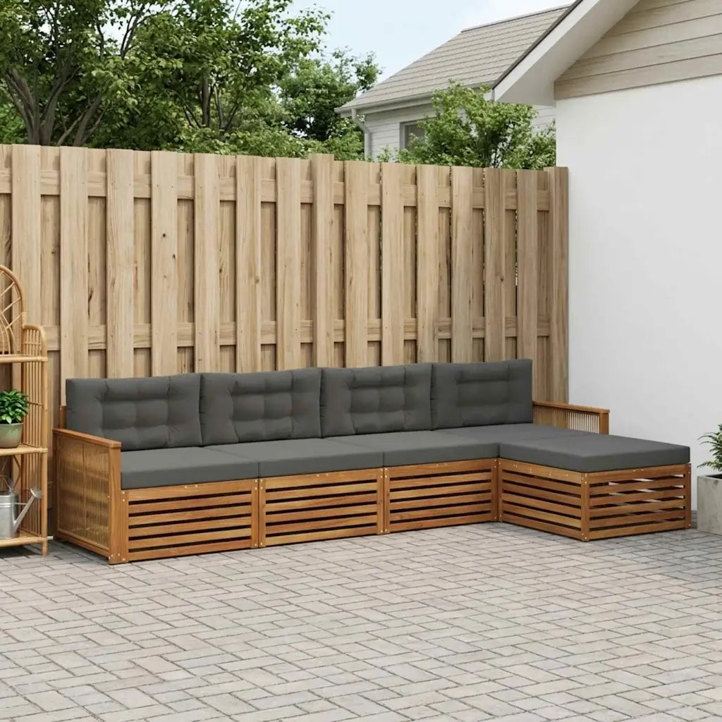 Set di divani da esterno con cuscino 5 pcs Naturale e Antracite 3383240