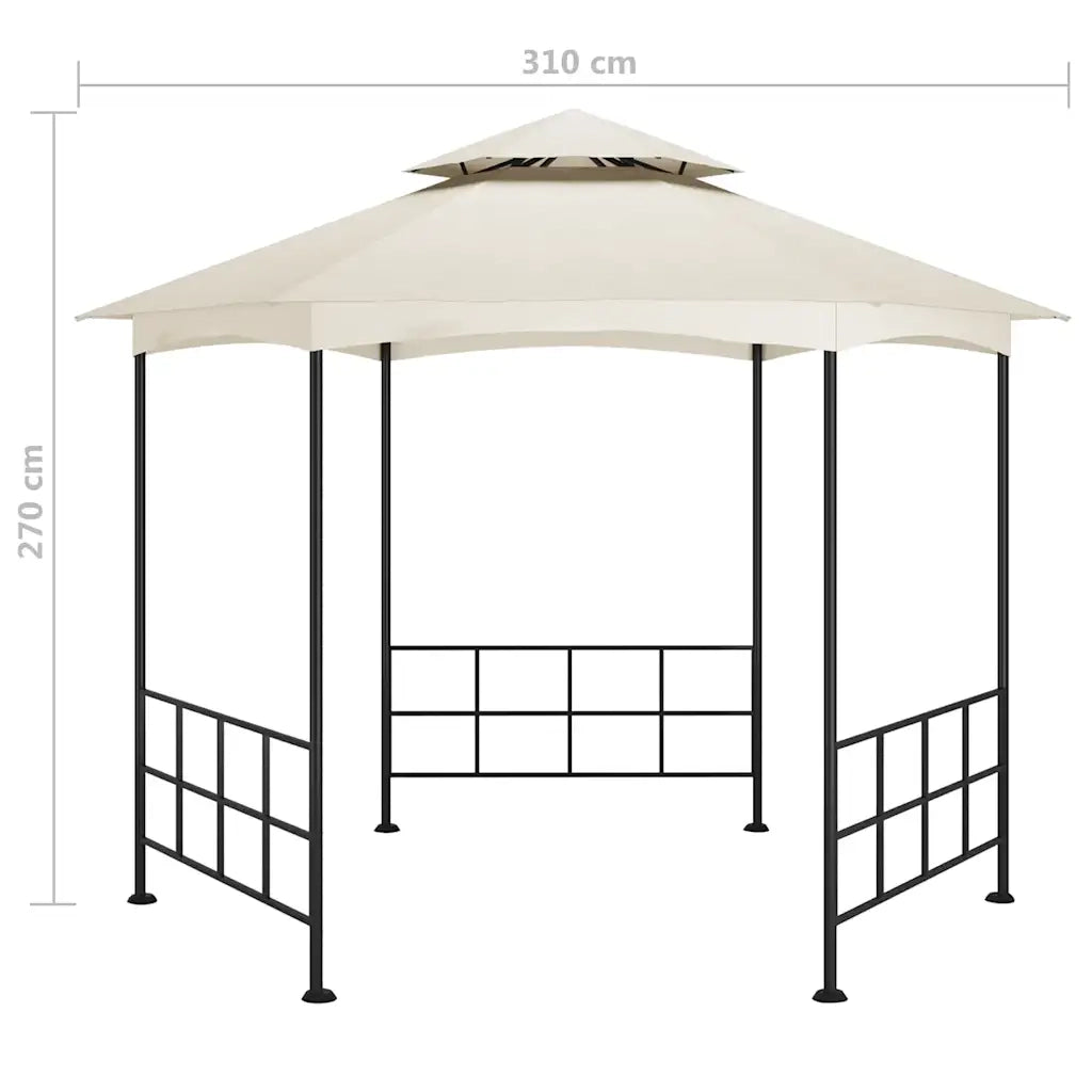 Gazebo con Pareti Laterali 3,1x2,7 m Crema 313931