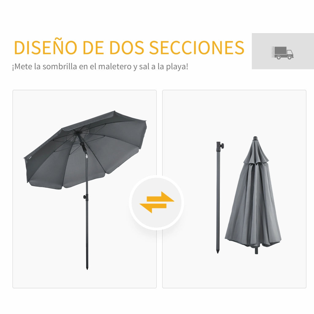 Ombrellone da Spiaggia ¨C Minimal ¨C Grigio Scuro ?180x209 cm