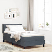 Letto a molle con materasso-Struttura Letto con Materasso Grigio scuro 190 x 90 cm Poliestere 242857