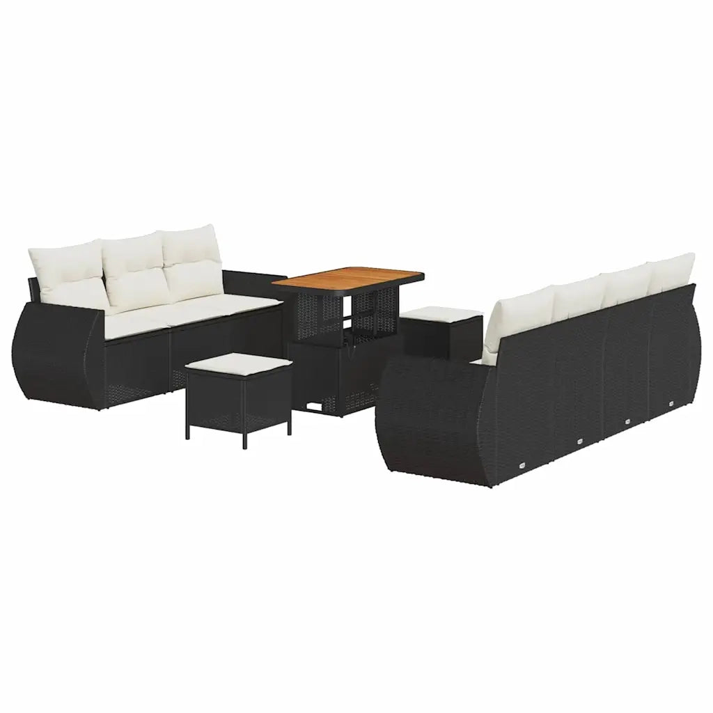 Set Divano da Giardino con cuscino 10 pcs Nero polyrattan 3361840
