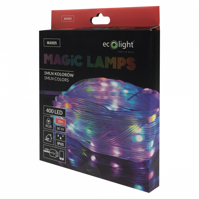Catena luci esterna 600 LED RGB 30m BT USB IP65 Ecolight