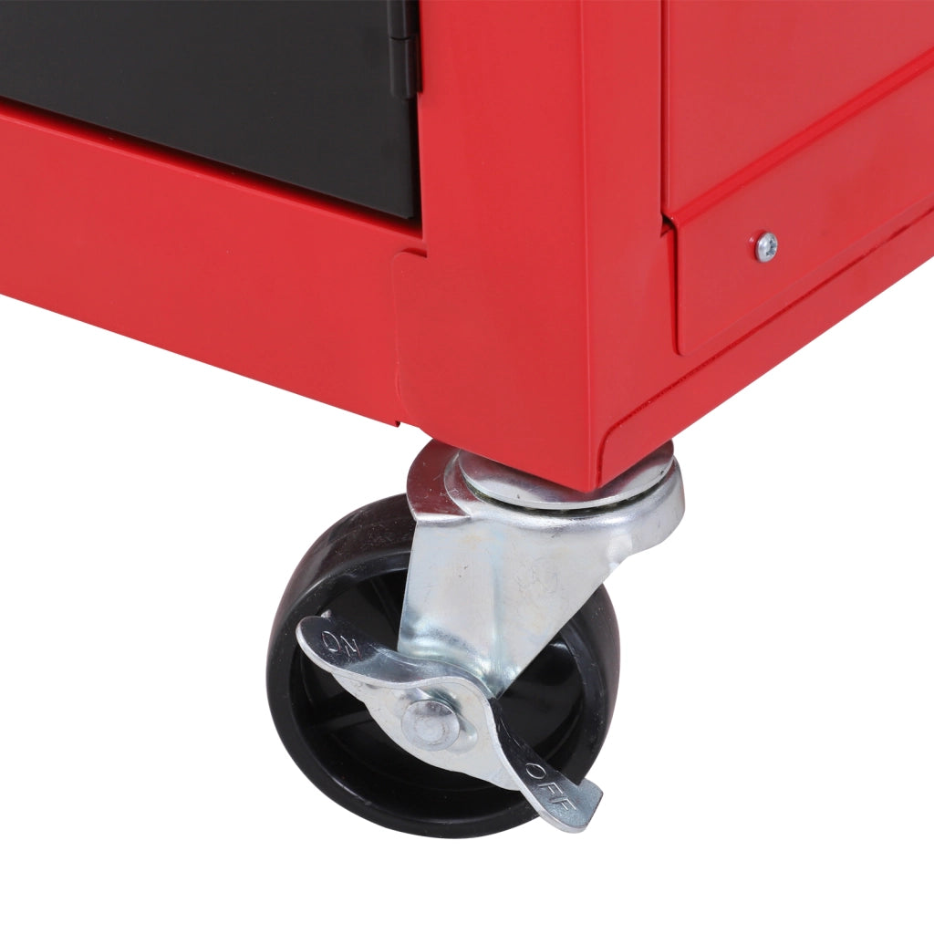 Cassettiera con 6 cassetti e cassa mobile ¨C Minimal ¨C acciaio rosso e nero