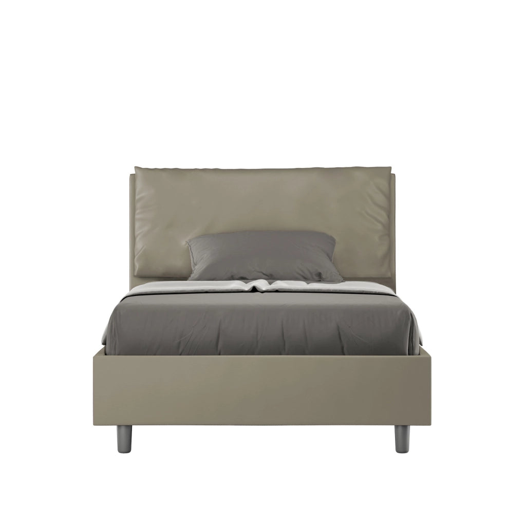 BS COM Letto una piazza e mezza contenitore imbottito 120x200 similpelle cappuccino