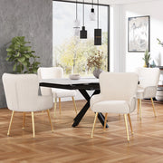 Sedia da pranzo Set di 4 con braccioli e supporto lombare in velluto Beige Oro